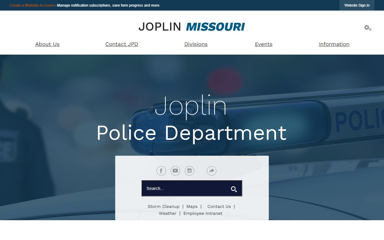 Joplin Police Department crime mapping and warrant records