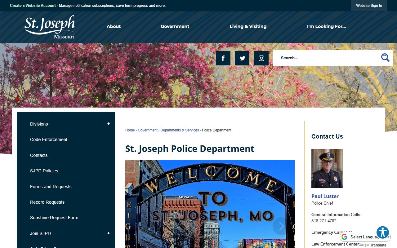 St. Joseph Police Department warrant records