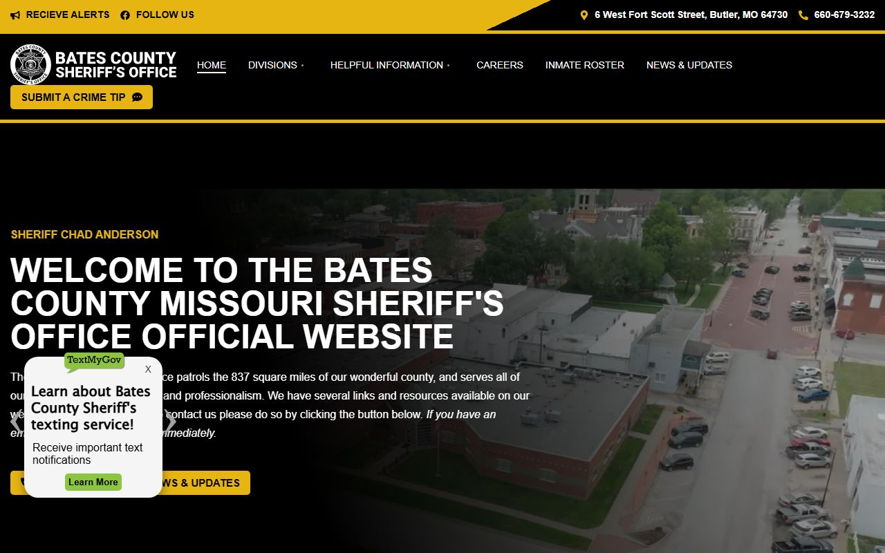 Bates County Sheriff warrant records and inmate search