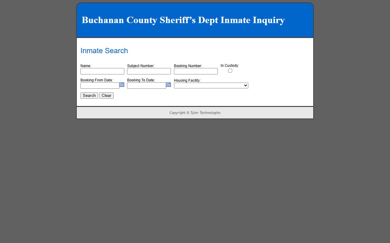 Buchanan County Sheriff warrant records and inmate search system