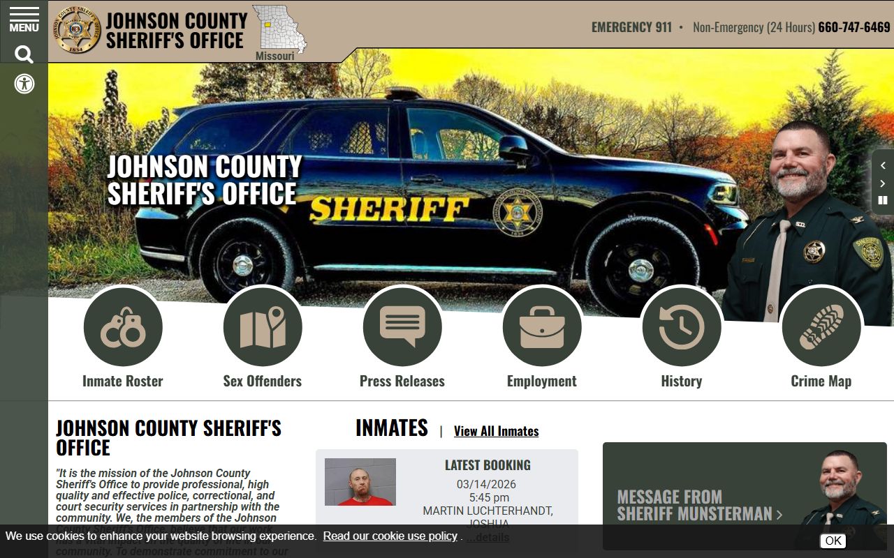 Johnson County Missouri sheriff warrant records and inmate search