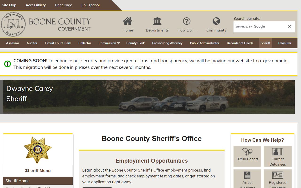 Boone County Sheriff active warrant search for Boone County warrant records