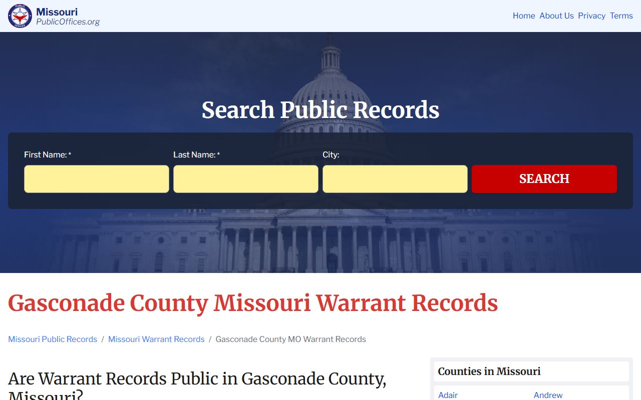 Gasconade County Missouri warrant records search portal