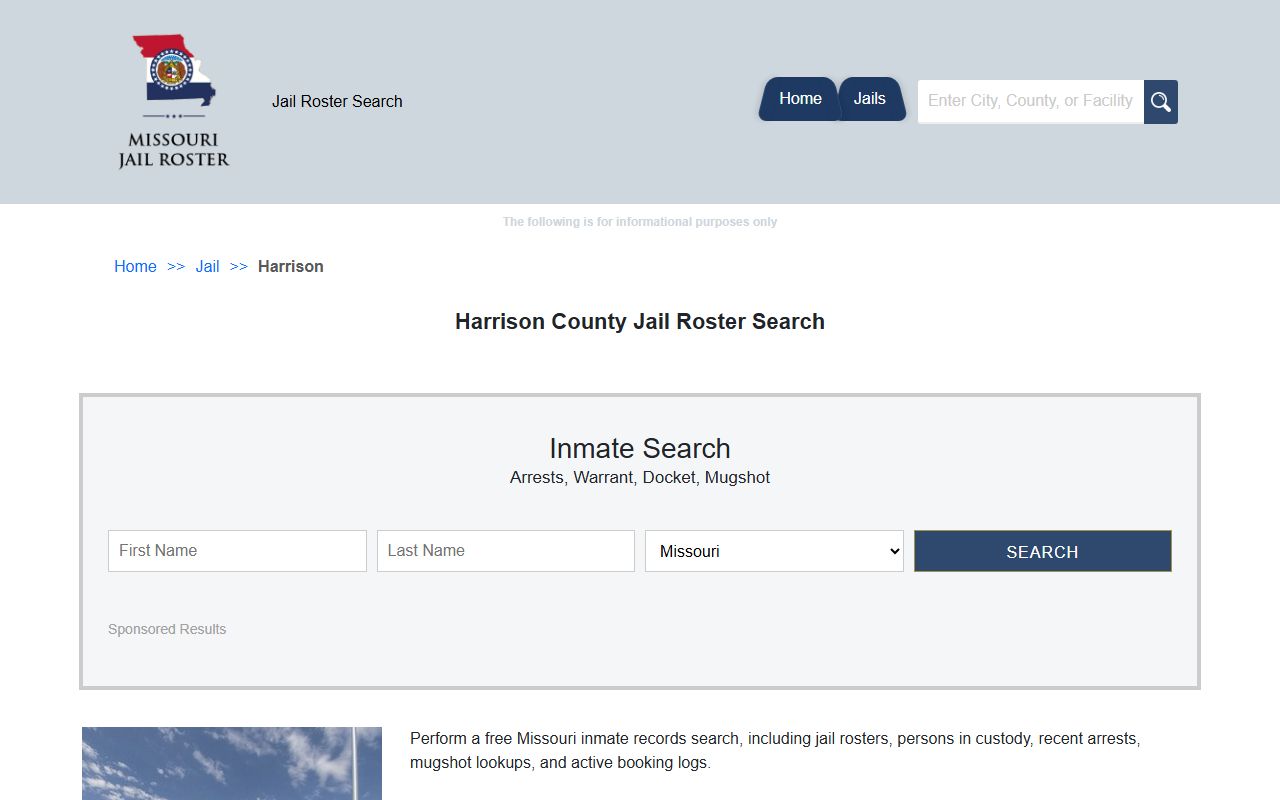 Harrison County Missouri jail roster warrant records search