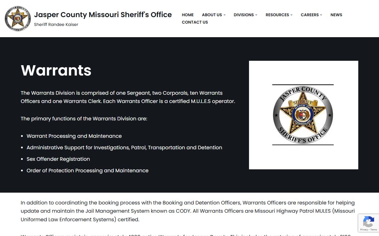 Jasper County Missouri active warrants list and records