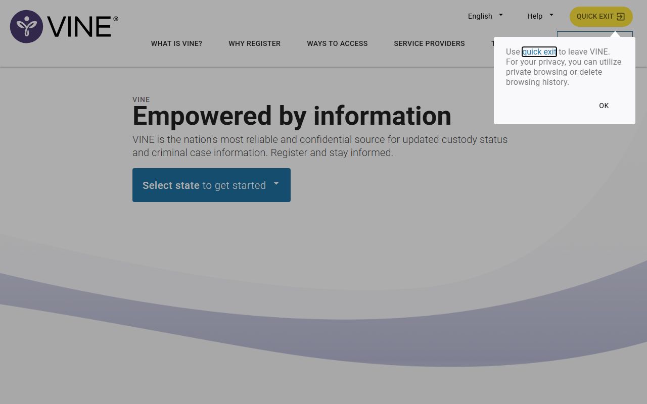 VINE Link victim notification system for Missouri warrant records